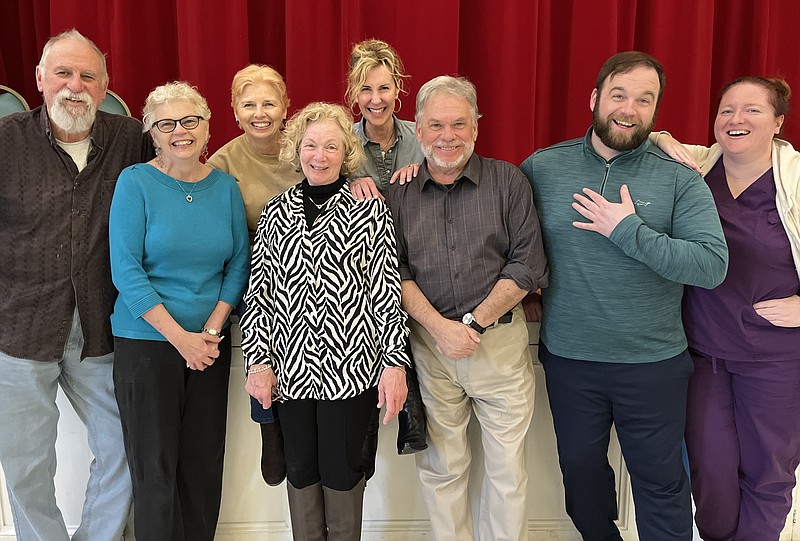 The cast of "A Bad Year for Tomatoes' from left, Rich McMahan, Navara Wallace, Chikta Wallace, Victoria Biron, Pamela Dollack, Kerry Burns, Mike Schlapp, and Kate Read.
