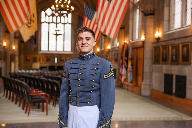 Cadet Garret Longstaff, West Point Class of 2025, is a recipient of the Goldwater Scholarship. (Photo by Michelle Kalish)