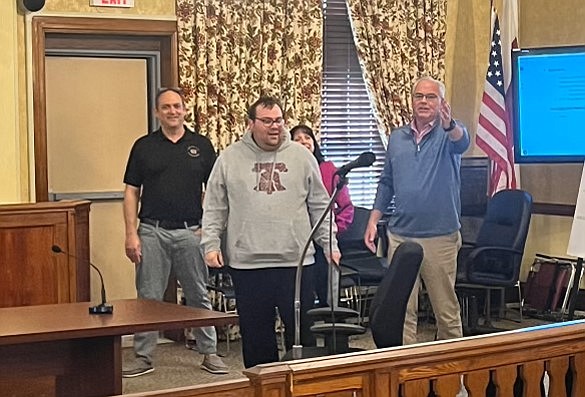 Ventnor Fire Dept./From left, Commissioner Tim Kriebel, Christian Bergman, Commissioner Maria Mento and Mayor Lance Landgraf.