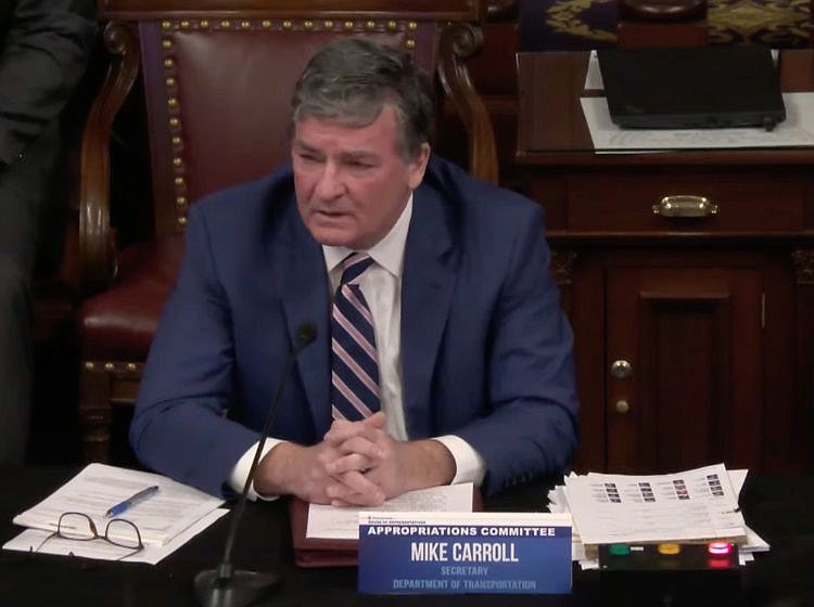 PennDOT Secretary Mike Carroll testifies during a House Appropriations Committee hearing on March 4, 2024. 