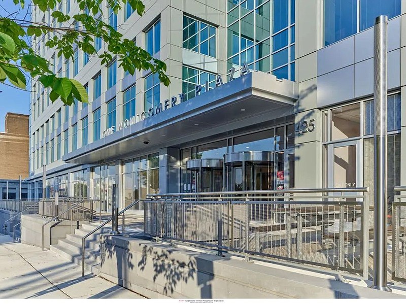 The entrance to One Montgomery Plaza in Norristown, where many county offices are housed. 