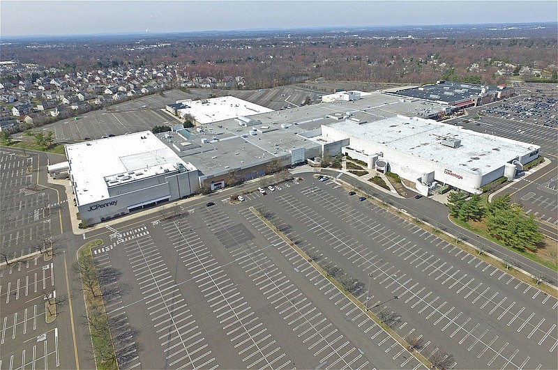 A drone view of the 1.1-million-square-foot Montgomery Mall in Montgomery Township, taken at the early stages of the coronavirus shutdown. 