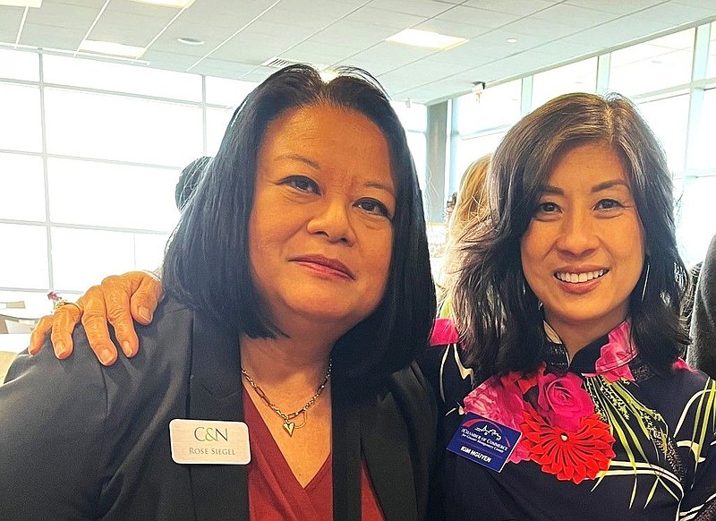 Rose Corteza Siegel, Firstrust Bank, left, and Kim Nguyen, The Chamber of Commerce for Greater Montgomery County, right. 