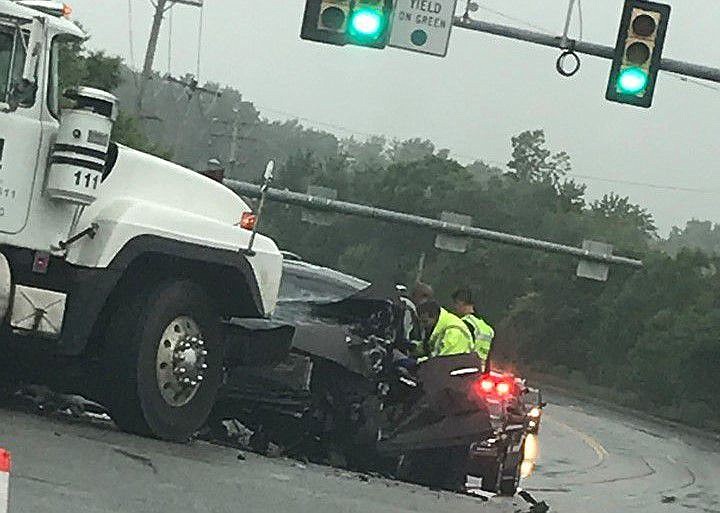 An image of a two-vehicle crash that occurred at the intersection of Allentown and Forty Foot roads in Towamencin Township on June 18, 2019. 