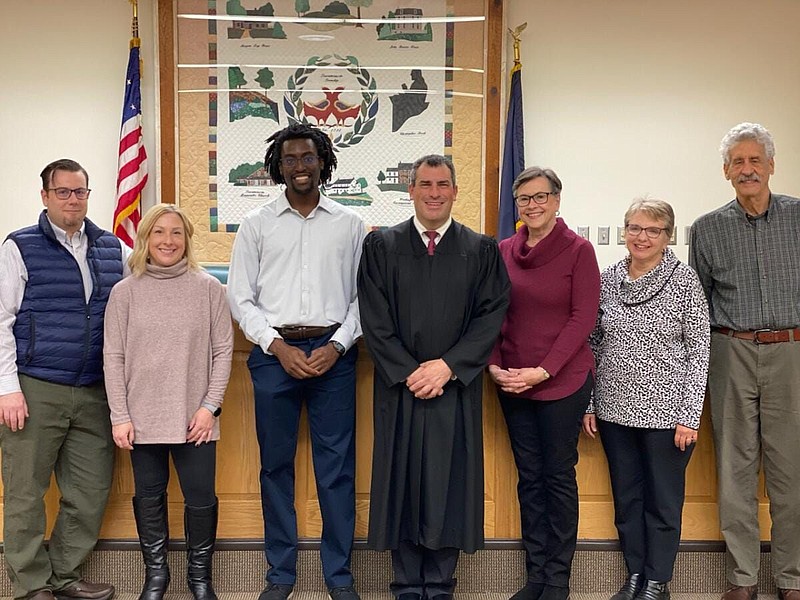 Towamencin Government Study Commissioners were officially sworn-in Tuesday night by Magisterial District Judge Ed Levine. 