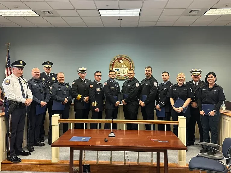 Members of the Upper Gwynedd Police Department, Upper Gwynedd Fire Department, the North Penn Volunteer Fire Company and VMSC Emergency Medical Servic