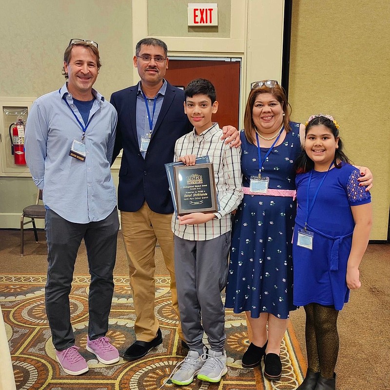 Sanat Shrikhande, center, received the 2023 Pennsylvania Association for Gifted Education’s Distinguished Student Award. 