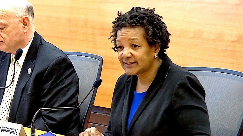 Gladys Brown Dutrieuille, chairman of the Pennsylvania Public Utility Commission, testifies at a Jan. 9, 2020, hearing of the Senate Democratic Policy