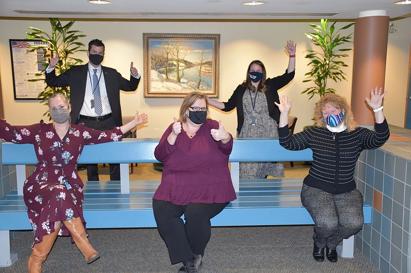 Back row (L-R): Steve Skrocki, Kristin Johnson ; Front row (L-R): Jenny Schmidt, Sandy Burke, Dawn Johnston. 