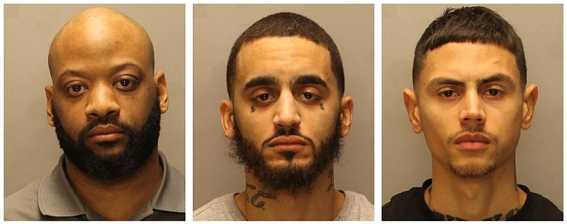 John Comer, 28, left, Alberto Cintron, 30, center, and Xavier Cintron, 26, right, have been charged in connection with the incident. 