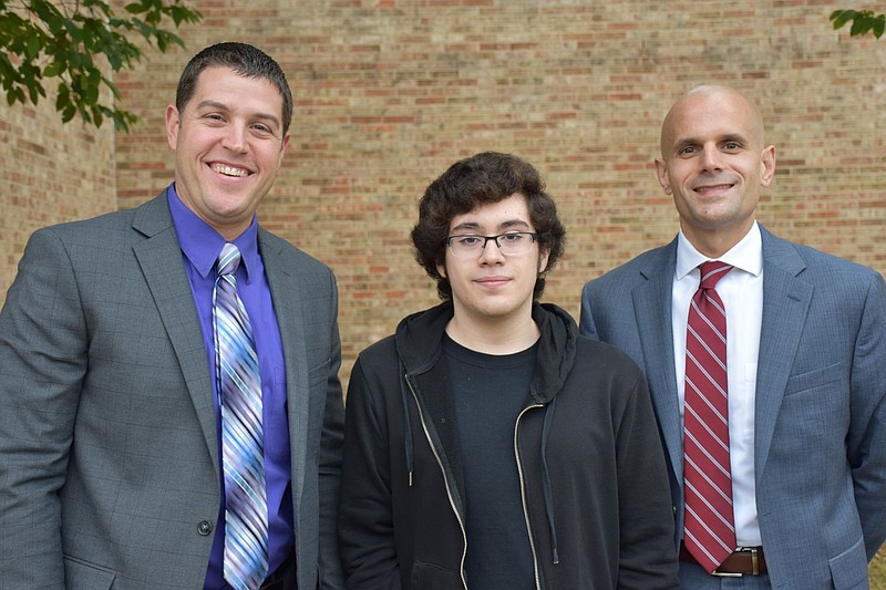 From left to right: Matt Edwards, North Penn High School Assistant Principal; Polux Garcia; Pete Nicholson, North Penn High School Principal 