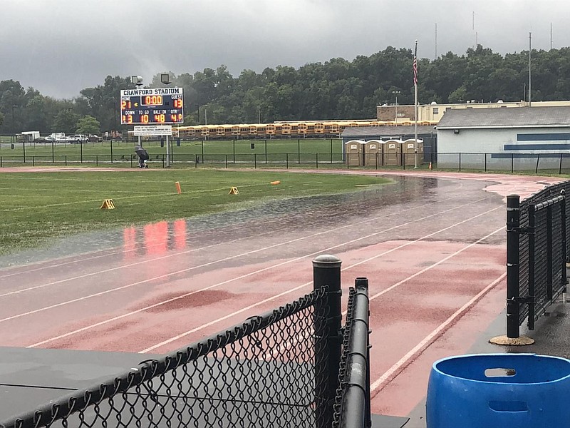 Unplayable conditions at North Penn's Crawford Stadium in September 2018. 