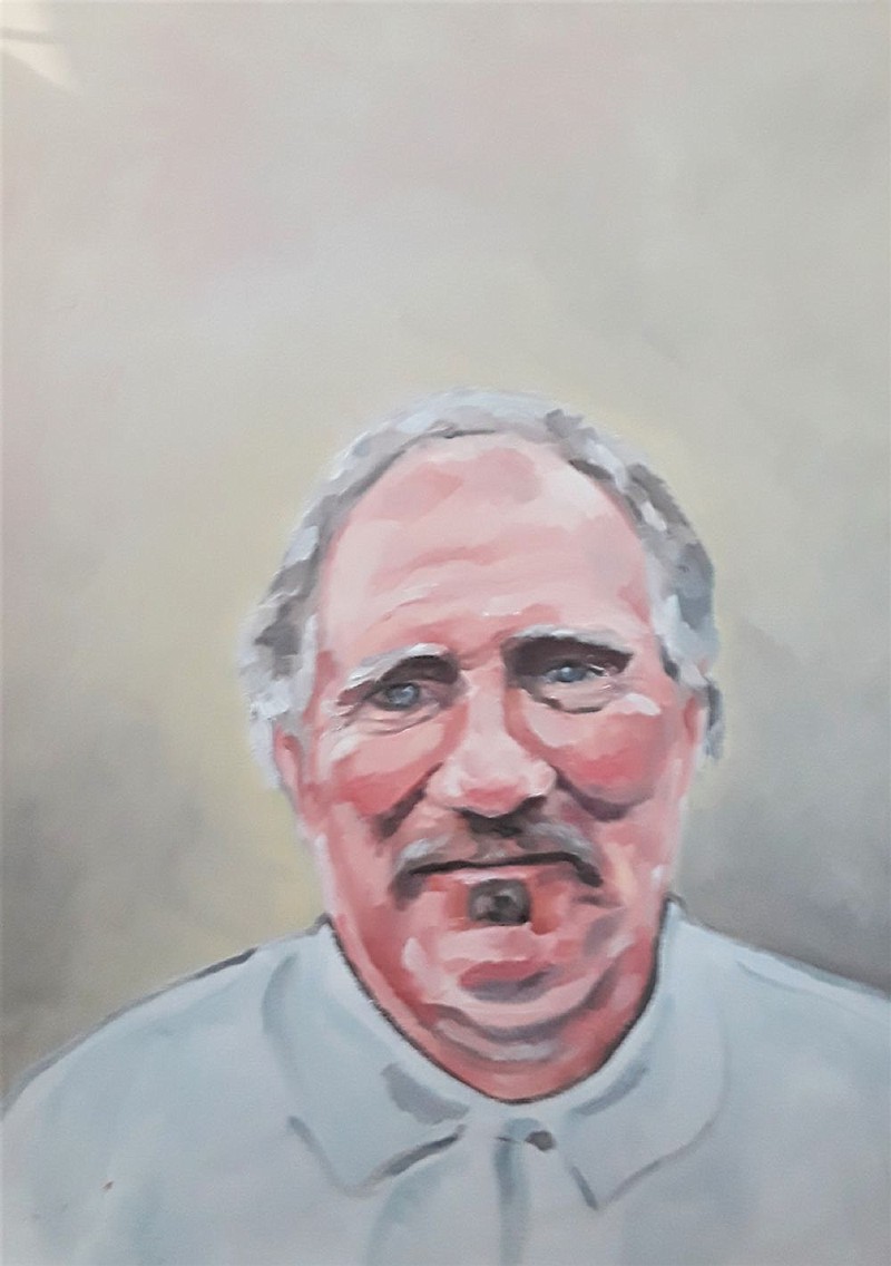 A painting of Carl Saldutti by former Lansdale Mayor Andy Szekely. 