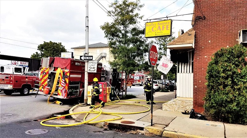 Crews respond to a fire at Koffee Korner. 