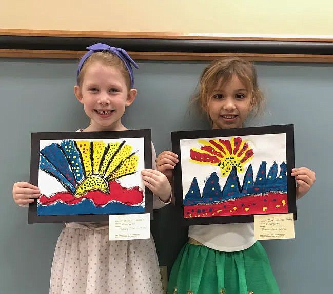 Gracyn Johnsen and Zoe Crescenzo, kindergarten students at E.M. Crouthamel Elementary School. 