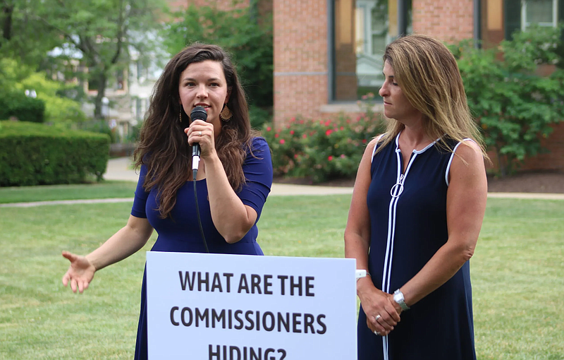 Megan Brock and Jamie Walker speaking at last week’s press conference. 