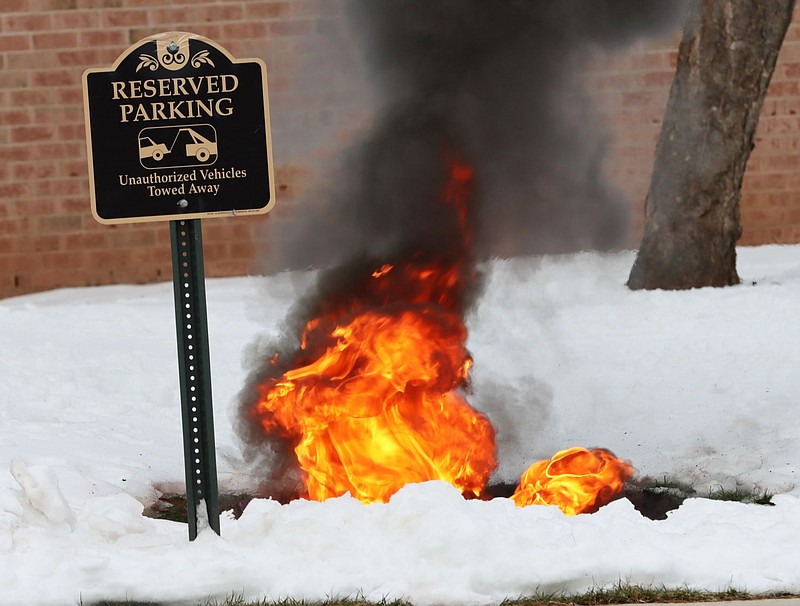 An image of the underground transformer fire, taken during the afternoon of Dec. 20 at Brookside Manor. 