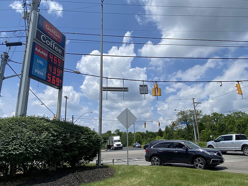 A gas station sign in Cranberry, Pennsylvania. 