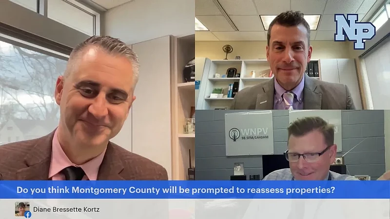 North Penn Superintendent Todd Bauer ,left, CFO Steve Skrocki, top right, and Coordinator of Communications Media Bob Gillmer answer a submitted quest