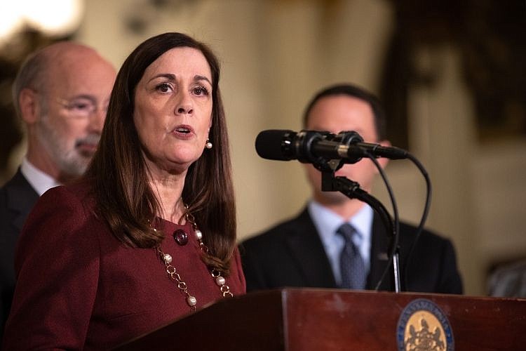 State Sen. Lisa Baker, R-Luzerne, at a Capitol news conference in 2019. 