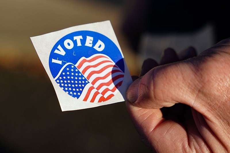 A Pennsylvania voter Jim Thorpe, Carbon County, wearing an I voted sticker. 