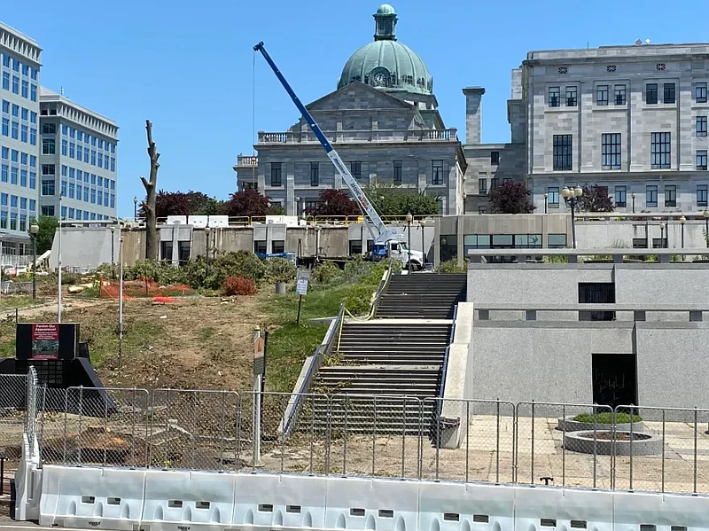 Work gets under way for the new Montgomery County Justice Center on Main Street in Norristown. 