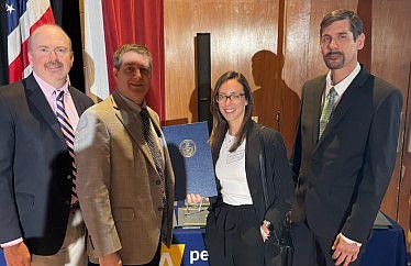 From left to right: State Representative Matthew Bradford, Board of Supervisors Chairman Rick DeLello, Finance Director Nicole Quagliariello, and Publ