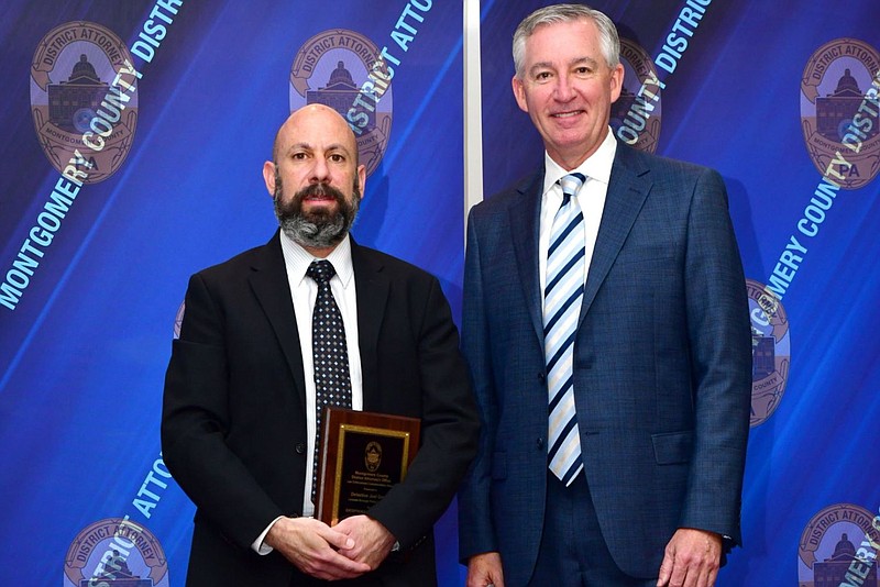 Lansdale Police Detective Joel Greco, left, with Montgomery County District Attorney Kevin Steele, right. 