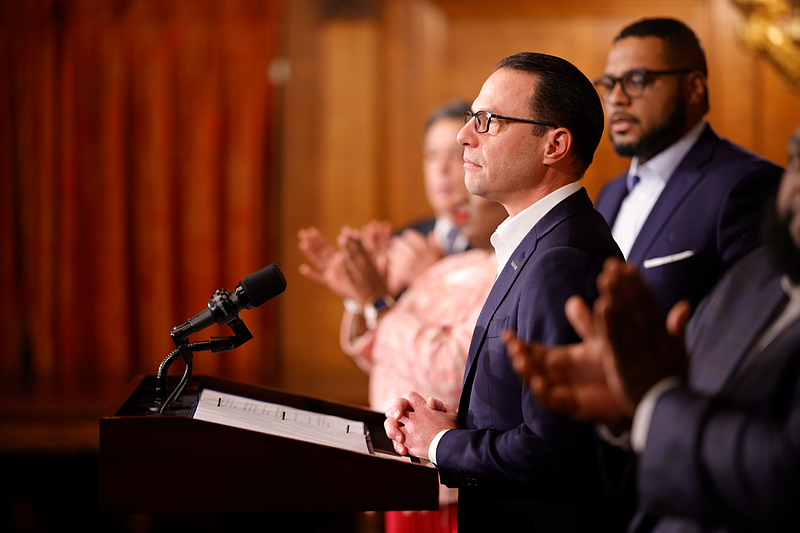 Gov. Josh Shapiro speaks on Dec. 13, 2023, after signing the final parts of the year's state budget. 