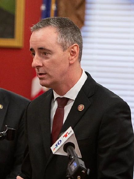 Congressman Brian Fitzpatrick speaking in Bristol Borough. 