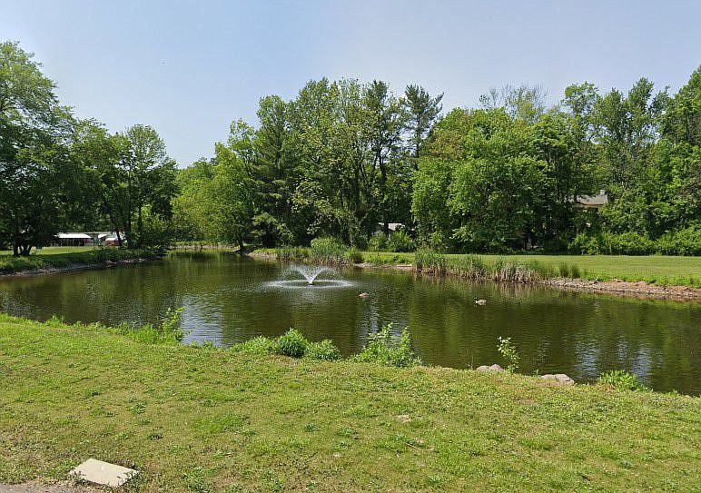 The pond on Hickory Drive in New Britain Borough where the boy was found. 