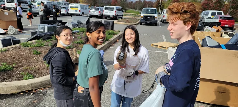 Members of North Penn High School’s EnAct club collected recyclable electronics from area residents during their annual recycling day on Nov. 12, 2022