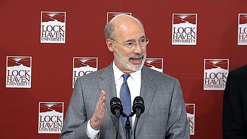 Pennsylvania Gov. Tom Wolf speaks Feb. 12, 2020, during a news conference at Lock Haven University in Lock Haven, Pennsylvania. 