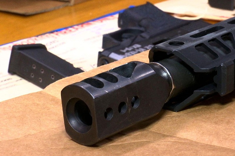 ‘Ghost guns’ are displayed Nov. 27, 2019, at the headquarters of the San Francisco Police Department. 