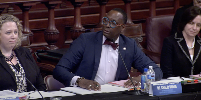 Pennsylvania Education Secretary Khalid Mumin speaks during a state House Appropriations Committee hearing on education funding. 