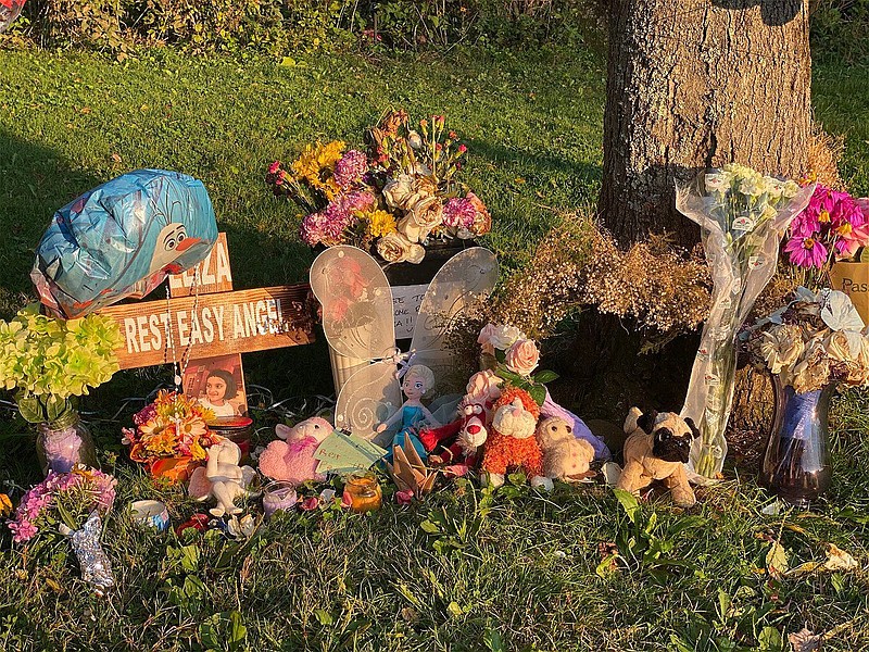 A memorial for Eliza Talal, as seen during a candlelight vigil at Fischer's Park on Aug. 14, 2020. 