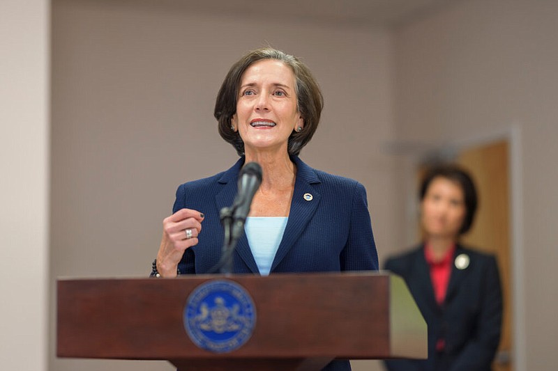 Pennsylvania Department of Human Services Secretary Dr. Val Arkoosh speaks during a press conference to announce the start of the annual Low-Income Ho