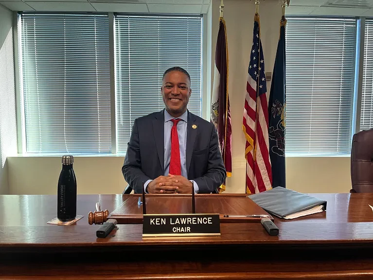 Former Montgomery County Commissioners Chairman Ken Lawrence Jr. is pictured in his board seat for his last meeting on Dec. 16, 2023. 