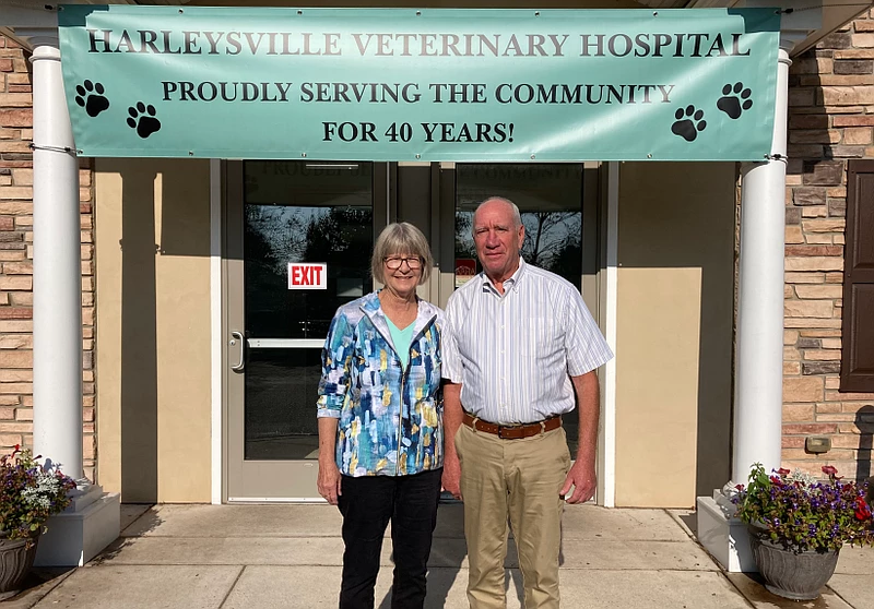 Harleysville Veterinary Hospital founder David Lukof and his wife, Hildi, opened the hospital in 1983. 