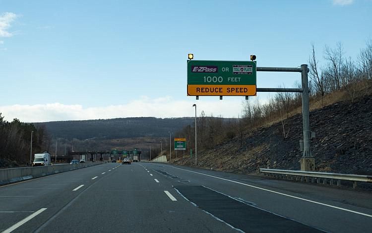 An E-ZPass sign on the Pennsylvania Turnpike. 