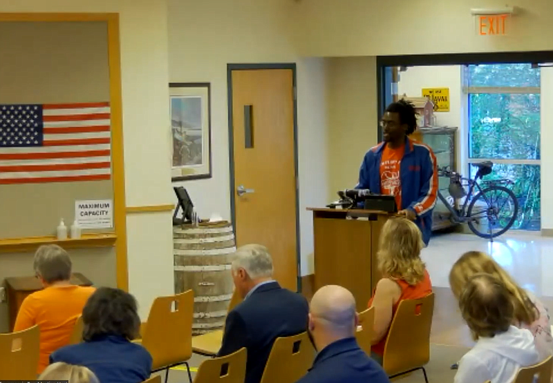 Towamencin resident Kofi Osei, who has led the Neighbors Opposing Privatization Efforts (NOPE), addresses the Board of Supervisors prior to the vote d