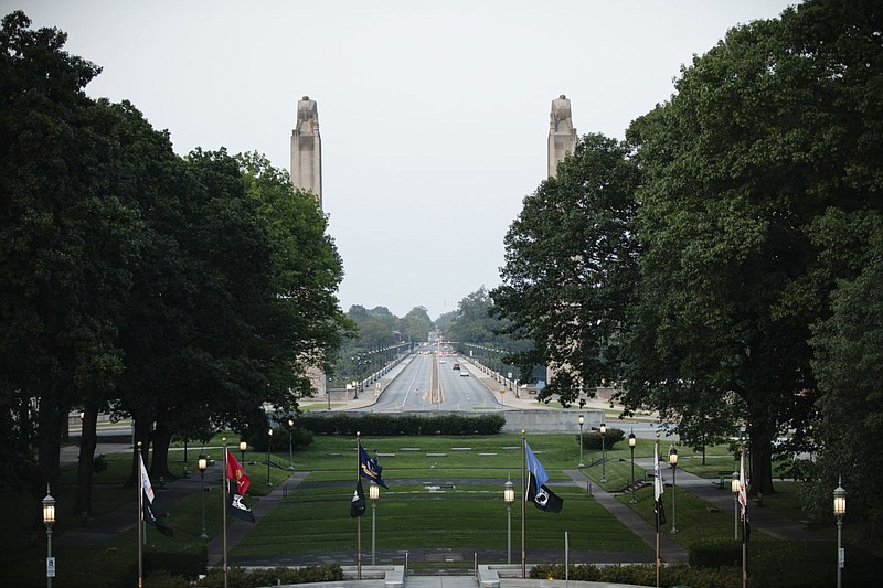 A view of State Street in Harrisburg from the Pennsylvania Capitol. 