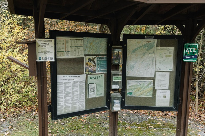 A bulletin board in Rothrock State Forest. 