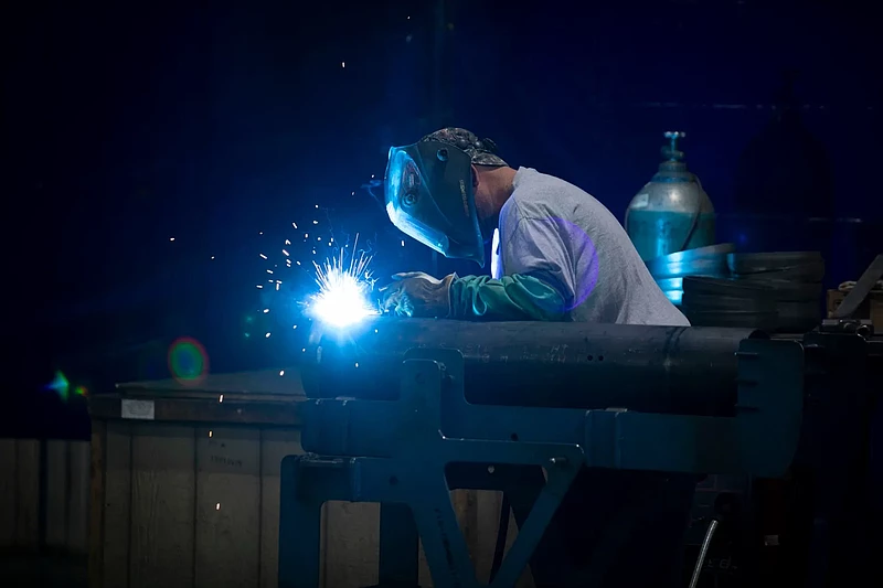 A worker welding in Bedford County, Pennsylvania. 