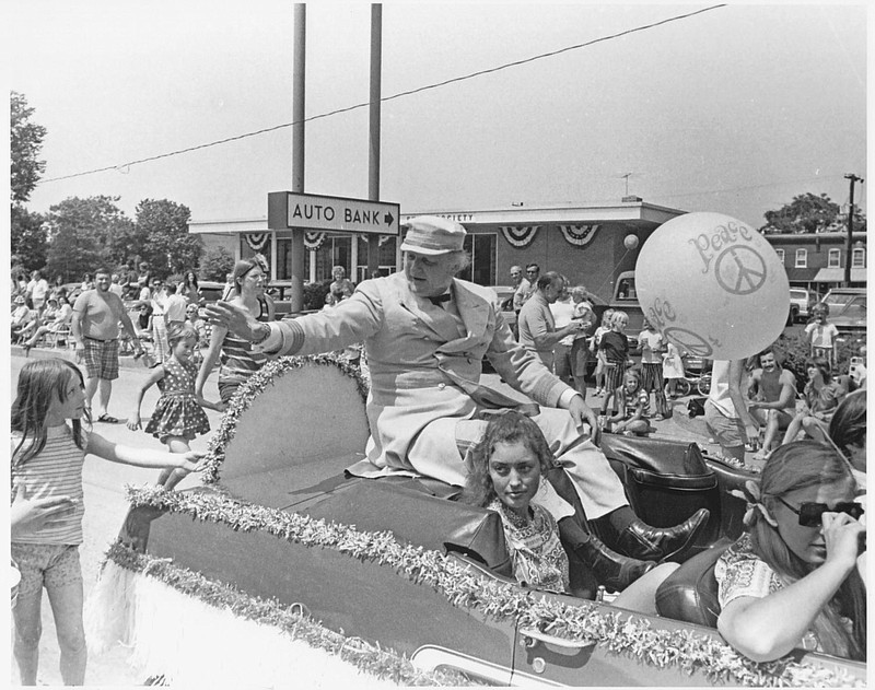 Local TV personality in the 1970s Captain Noah waves to the crowd at the 1972 Centennial parade. 