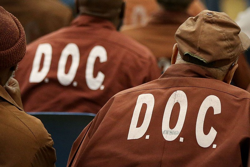 Inmates listen during an information session about the commutation process at SCI Dallas in Dallas, Pa., on Thursday, Oct. 10, 2019. Lt. Gov. John Fet