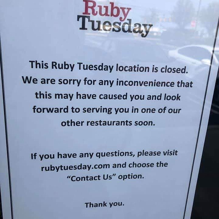 Ruby Tuesday in Montgomery Township Has Abruptly, Permanently Closed ...