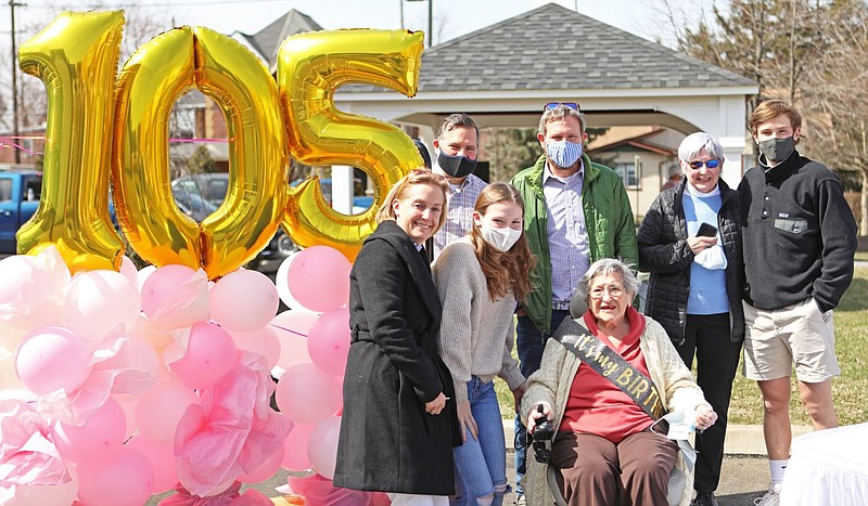 Margaret “Peg” Leichthammer, surrounded by family on her 105th birthday. 