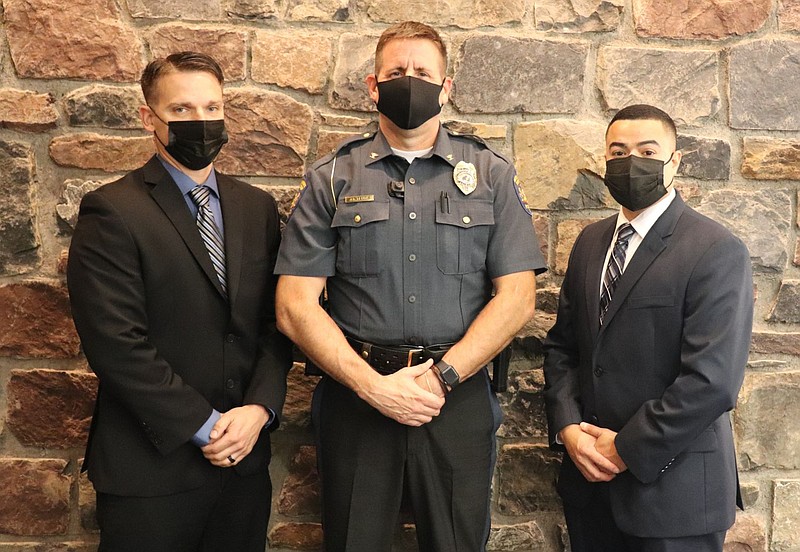 From left to right: Officer Michael Rardin, Chief J. Scott Bendig, and Officer Eric Hernandez. 