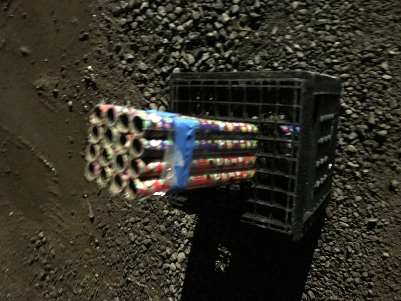 A fireworks device left in the alley between the 500 blocks of Columbia and York avenues in Lansdale's West Ward. 